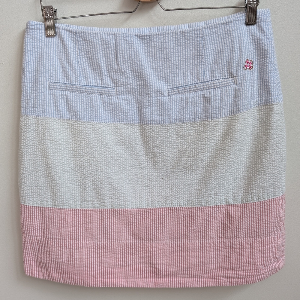 Castaway Seersucker Preppy  Colorblock Mini Skirt | Size 10